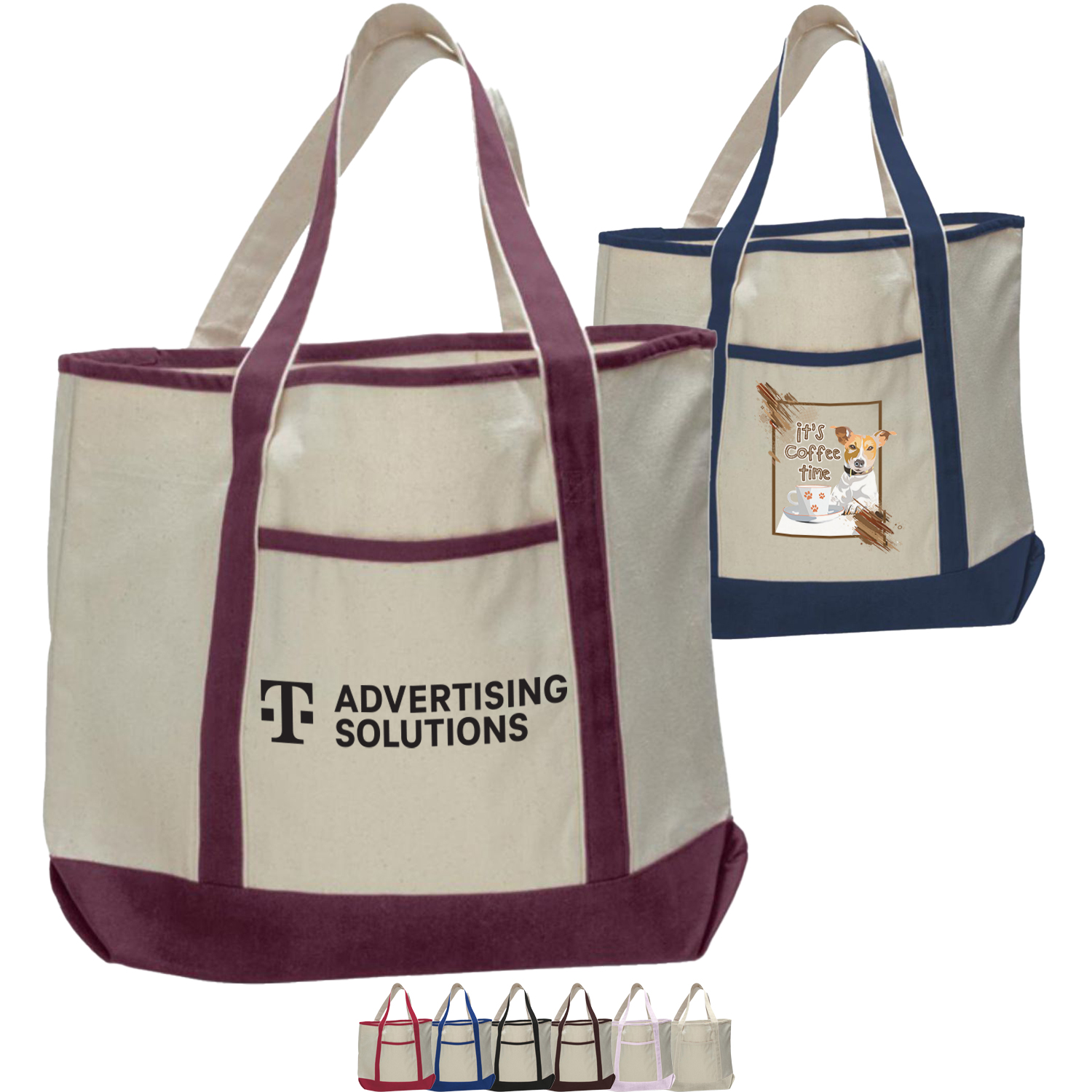 Large Cotton Canvas Zipper Deluxe Tote Bag USA Decorated (22" x 16"), custom tote bag with logo imprint 5