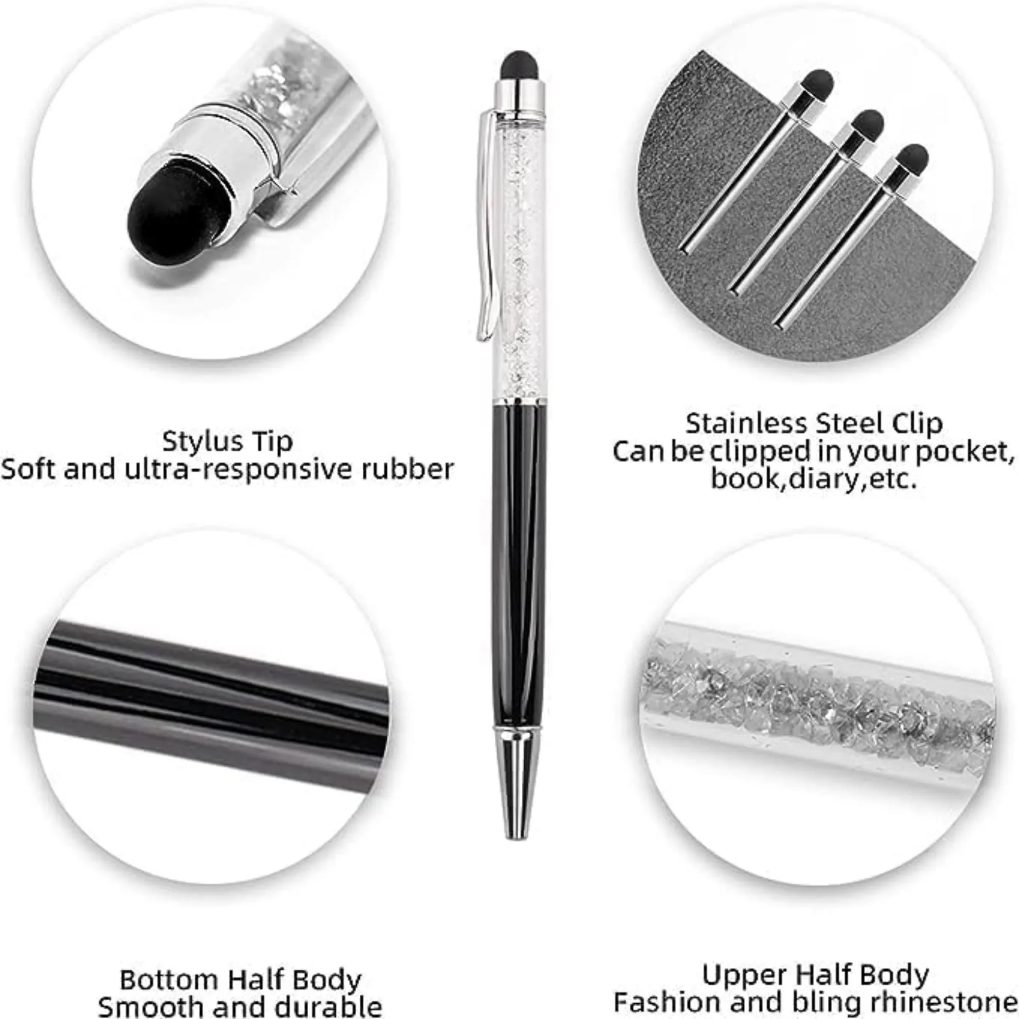 Bling Ballpoint & Crystal Diamond Pen Touch Screen Stylus 3
