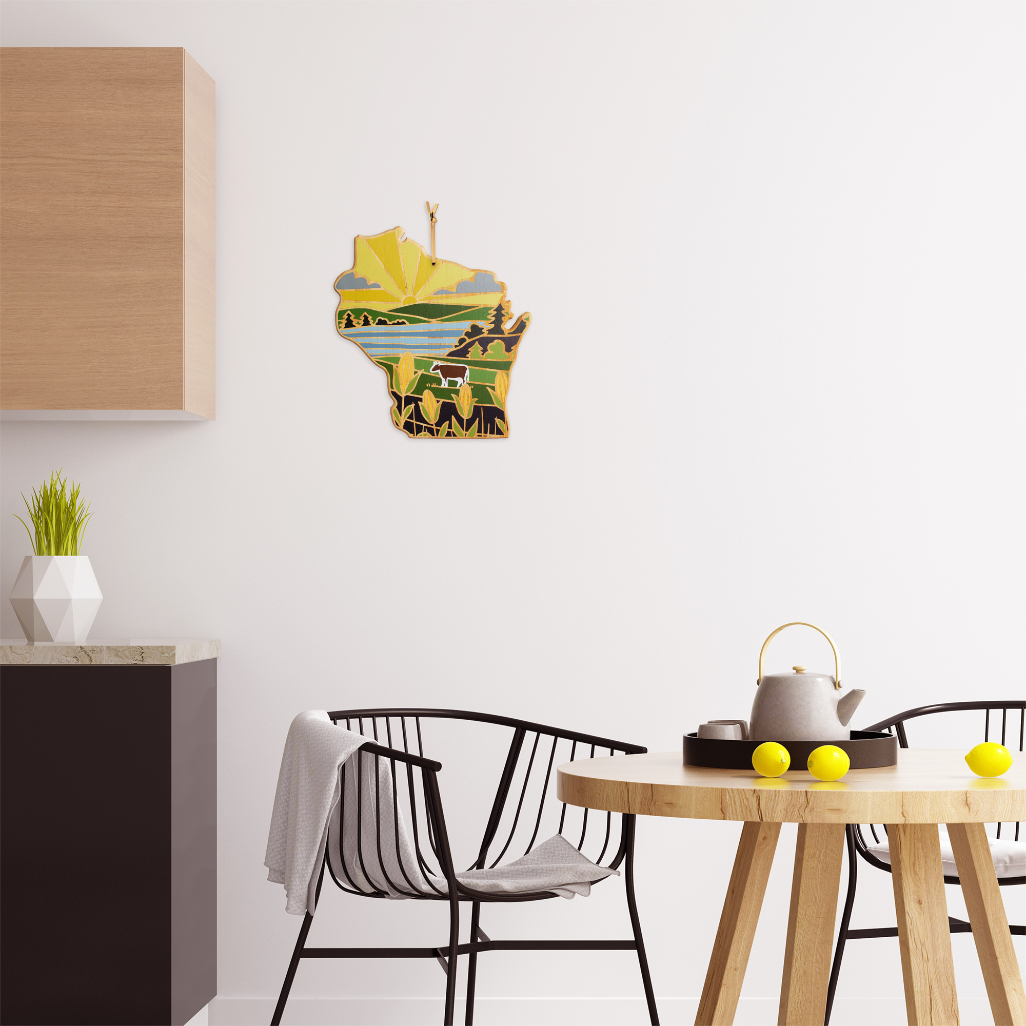 Wisconsin State Shaped Cutting and Serving Board with Artwork by Summer Stokes 6