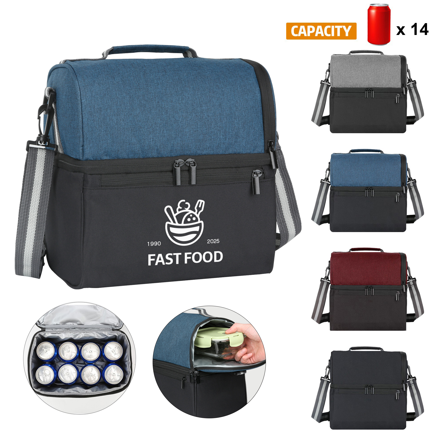14 Can Dual Compartment Insulated Cooler Bag 2
