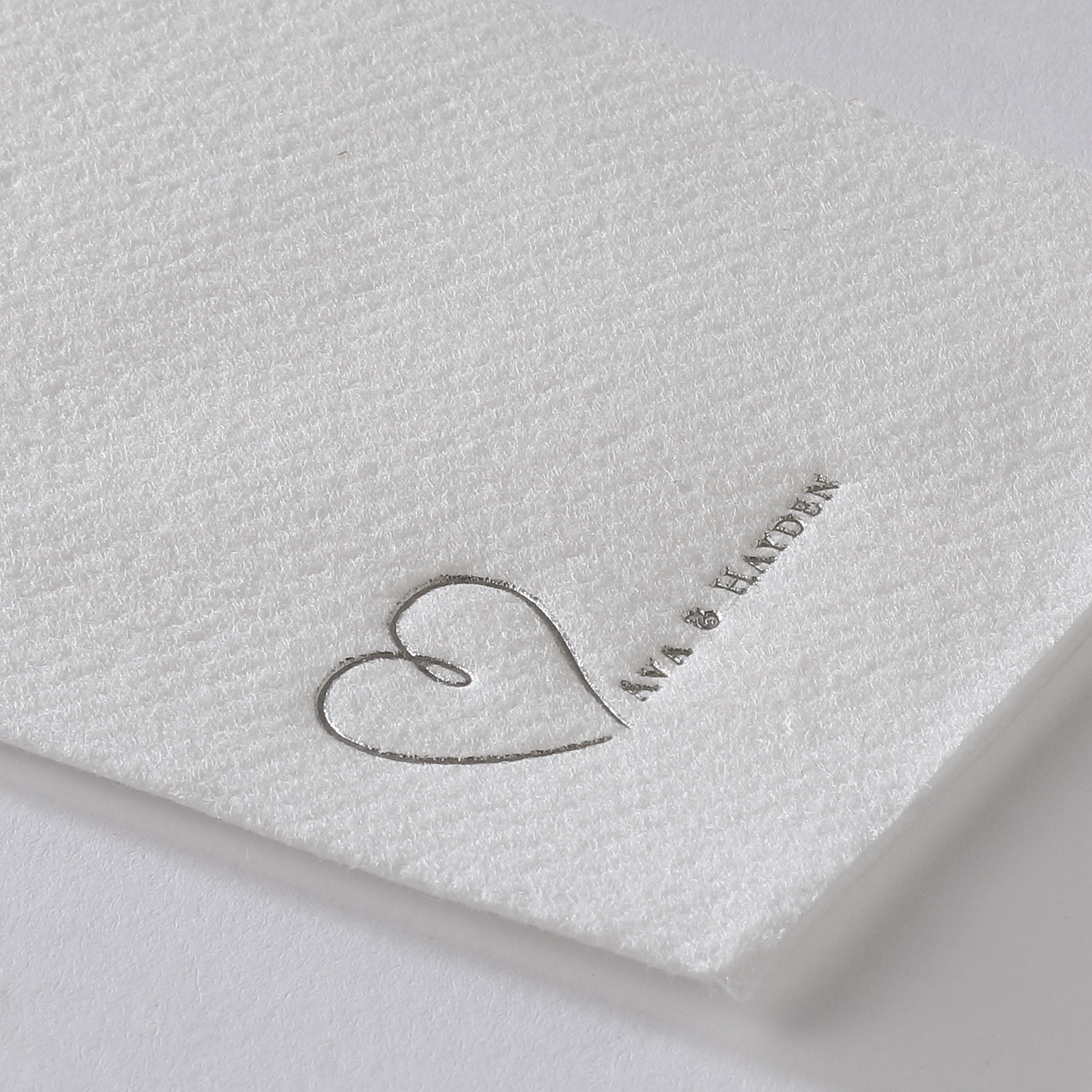 Petite Heart Premium Beverage Napkin w/uncoined Edge (White) 2