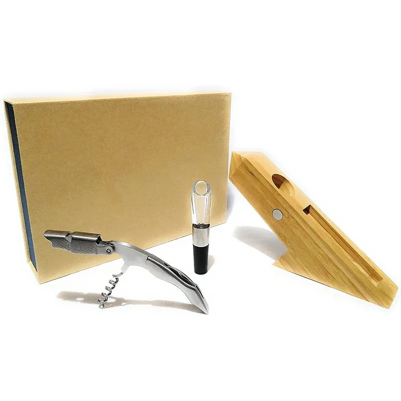 Bamboo Wine Bottle Holder with Corkscrew and Opener 5