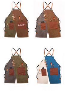 Canvas Adjustable Work Apron with Large Pockets 8