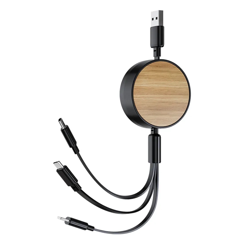 Bamboo Retractable Charging Cable 2