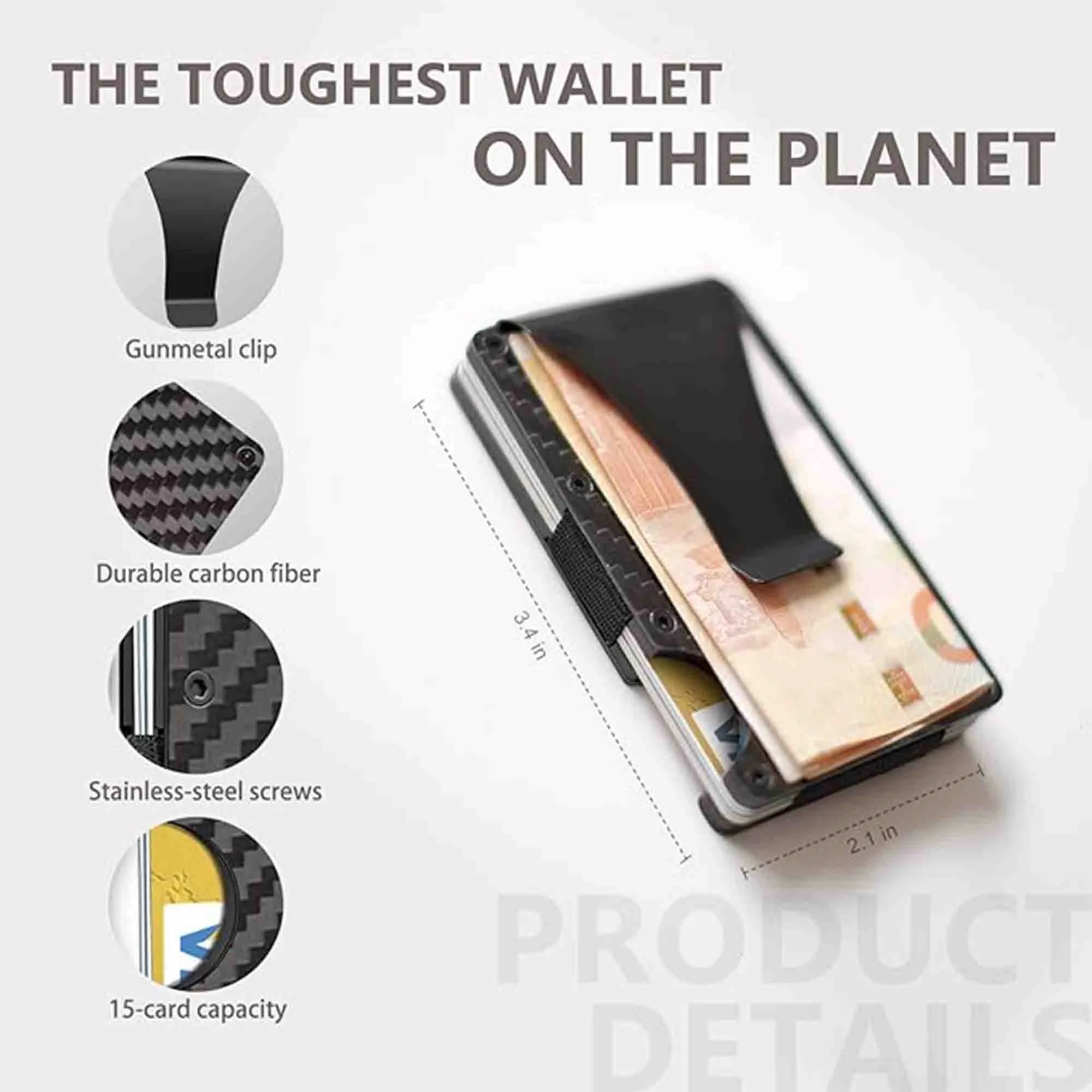 Minimalist Carbon Fiber RFID Blocking Aluminum Metal Wallet 5