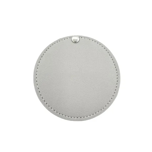 Portable Round Leather Makeup Mirror with Rotating 3