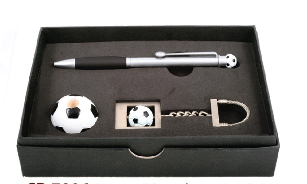 3D Soccer Metal Pen Chain Set w / Stand. 1