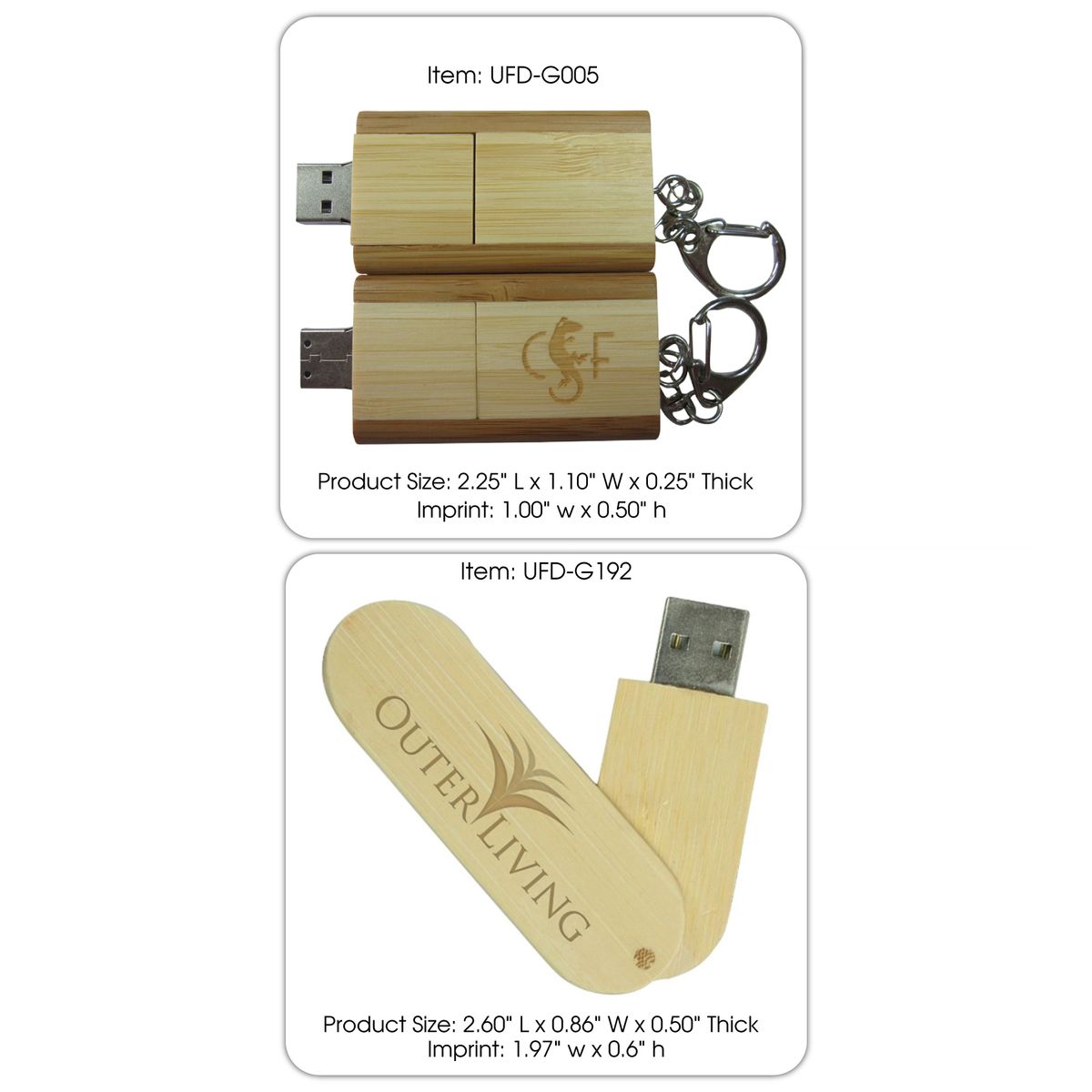 Eco Friendly Bamboo or Wooden USB Drive Swing Capless 8