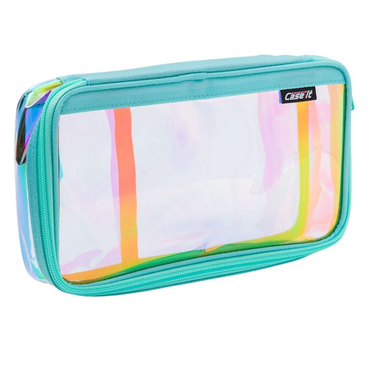 Case-It Clear Case XL Pencil Pouch - Iridescent Mint 1