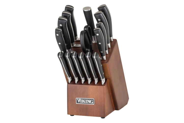 Viking 17-Piece Cutlery Set with Light Walnut Color Block 3