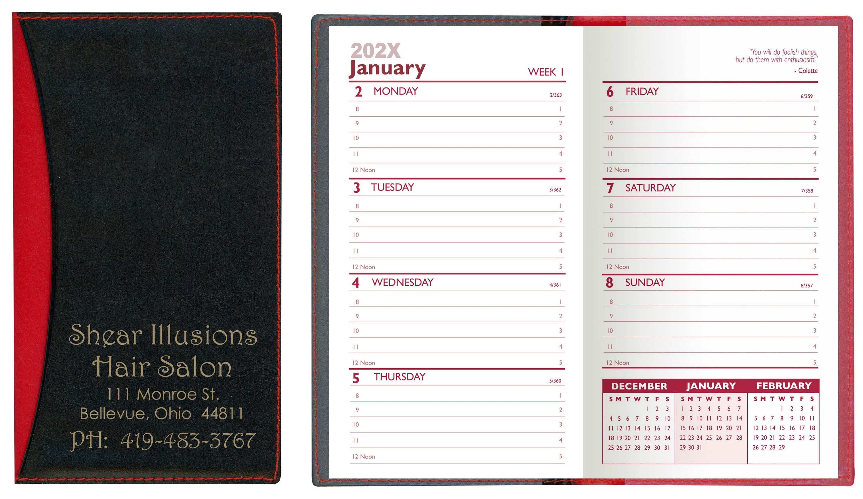 Soft Cover 2 Tone Vinyl Geneva Series Weekly Planner w/o Map / 1 Color 3