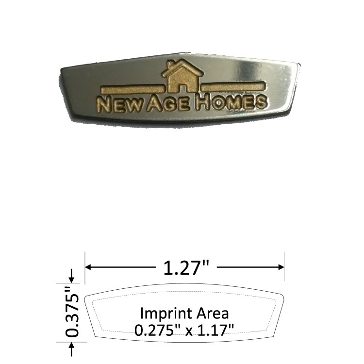Oval 1.27" Polished Brass Etched Lapel Pin with Silver Color Fill - USA Made 2