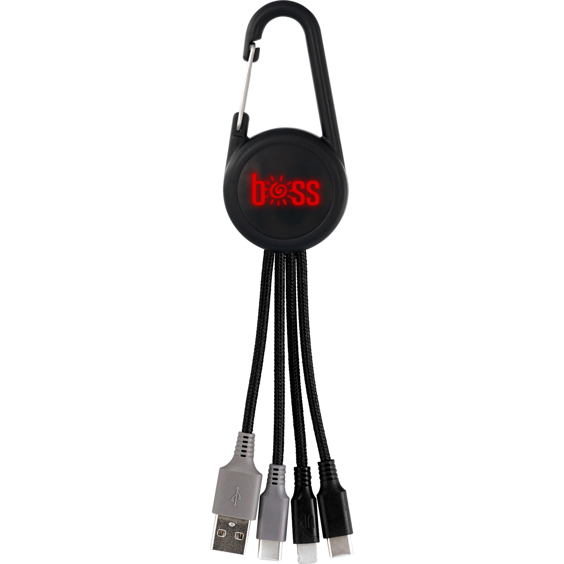Color Light Up Dual Input 3-in-1 Carabiner Charging Cable 6