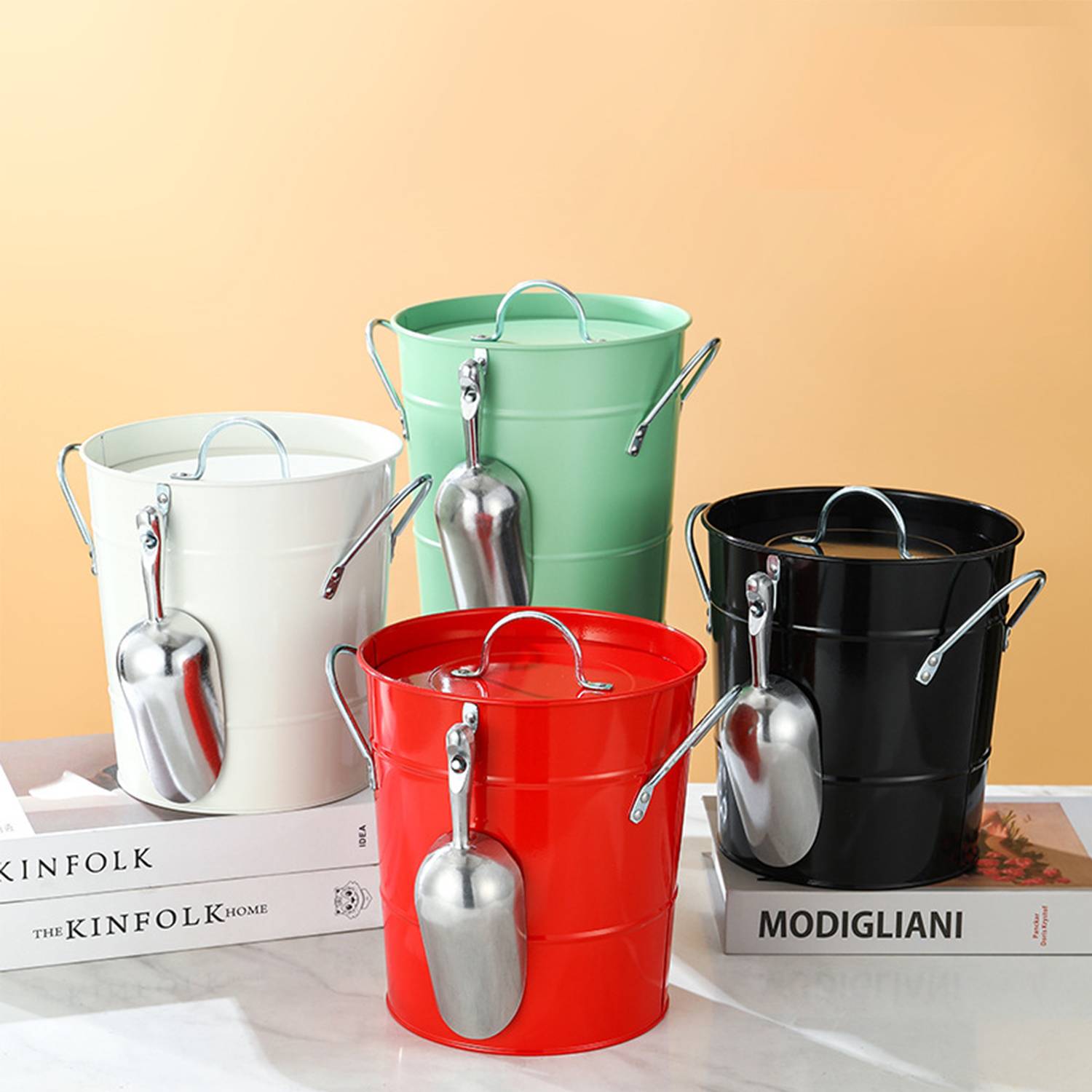 Stainless Steel Ice Bucket with Lid Shovel 3