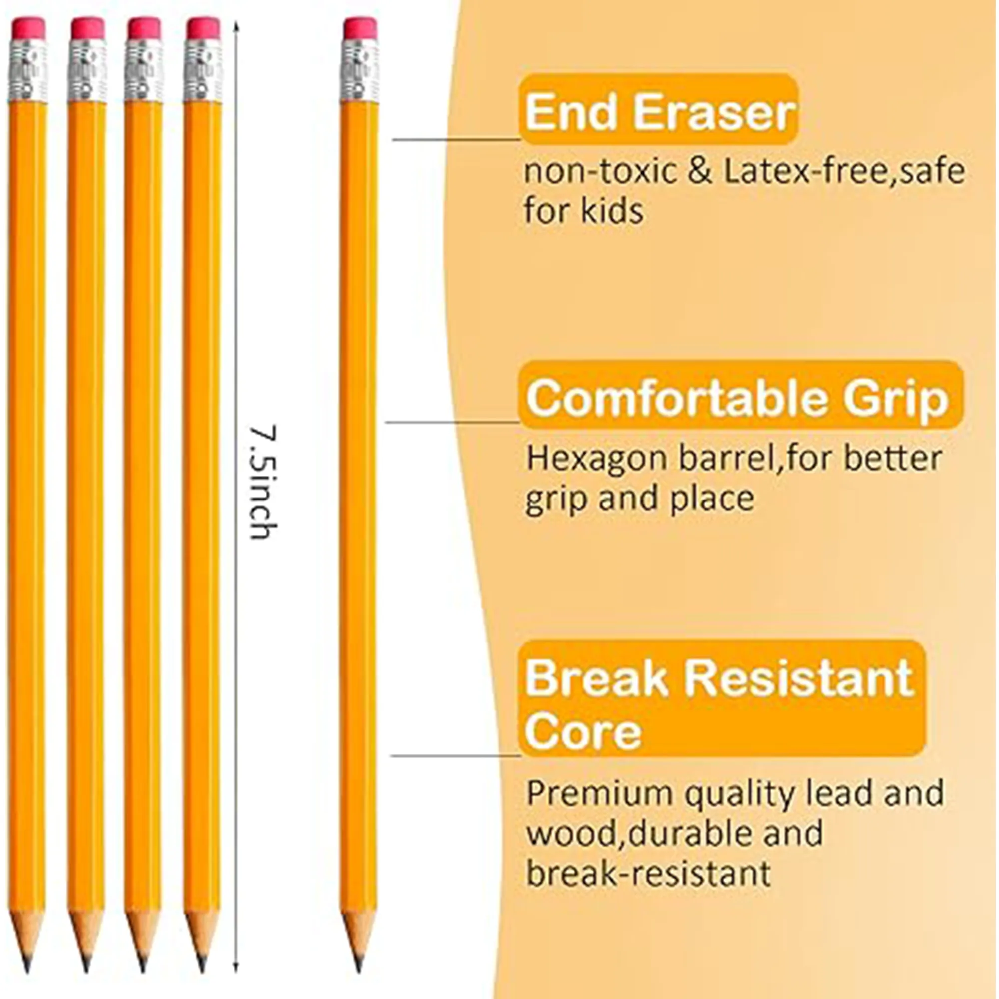 Pencils with Erasers Logo Printed for Students Designers 3