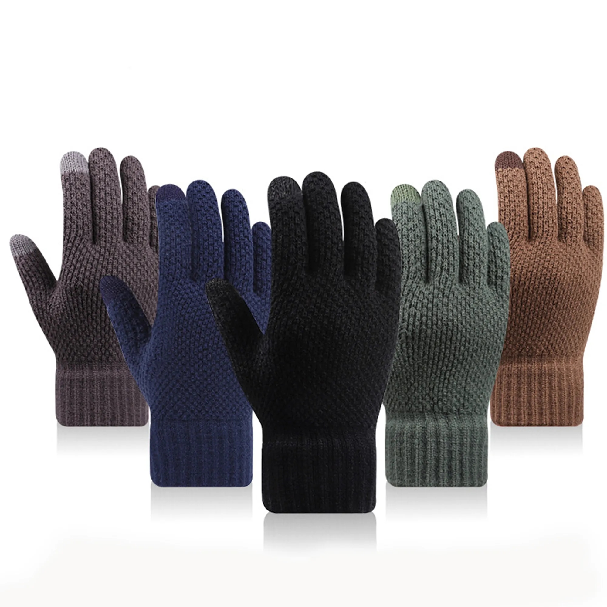 Custom Thickened Alpaca Wool Adult Gloves W/ 2 Finger Touch 2