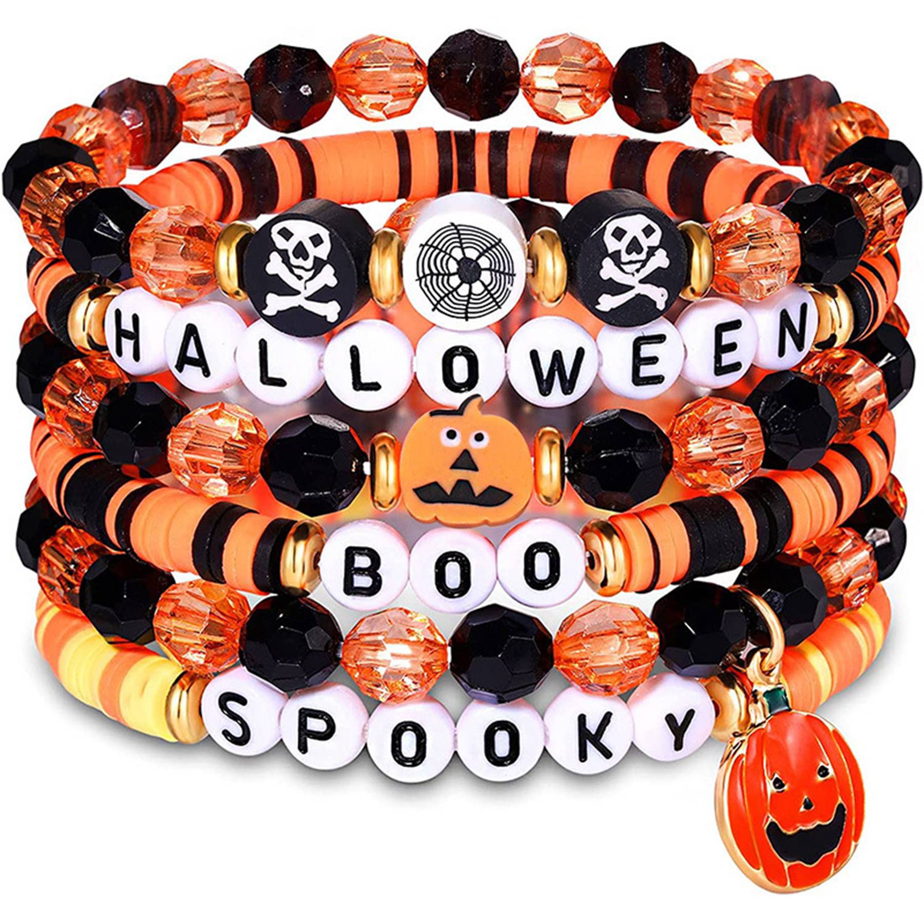 Acrylic Plastic Skull Halloween soft pottery bracelet 6