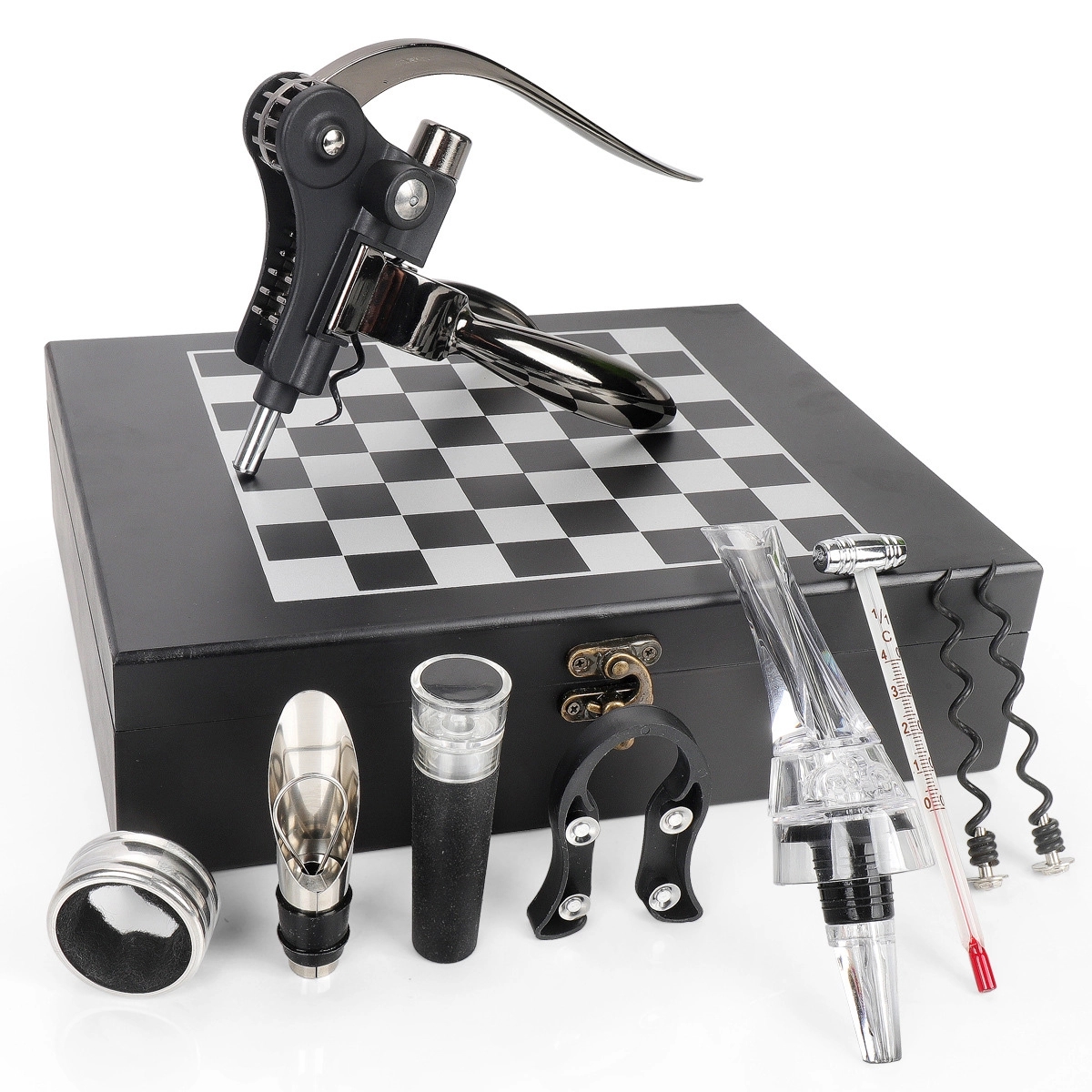 Custom Wooden Box Wine Accessories With Chess Set 3
