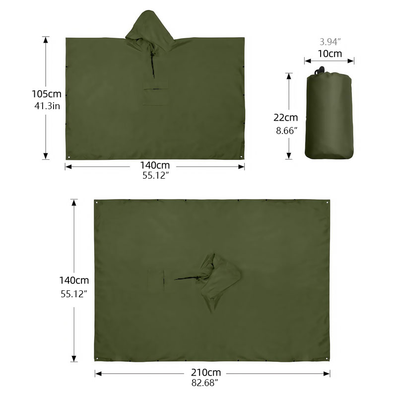 Multi-functional 3-in-1 Sleeved Poncho In Pouch 3