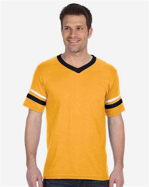 V-Neck Jersey with Striped Sleeves - 360 20