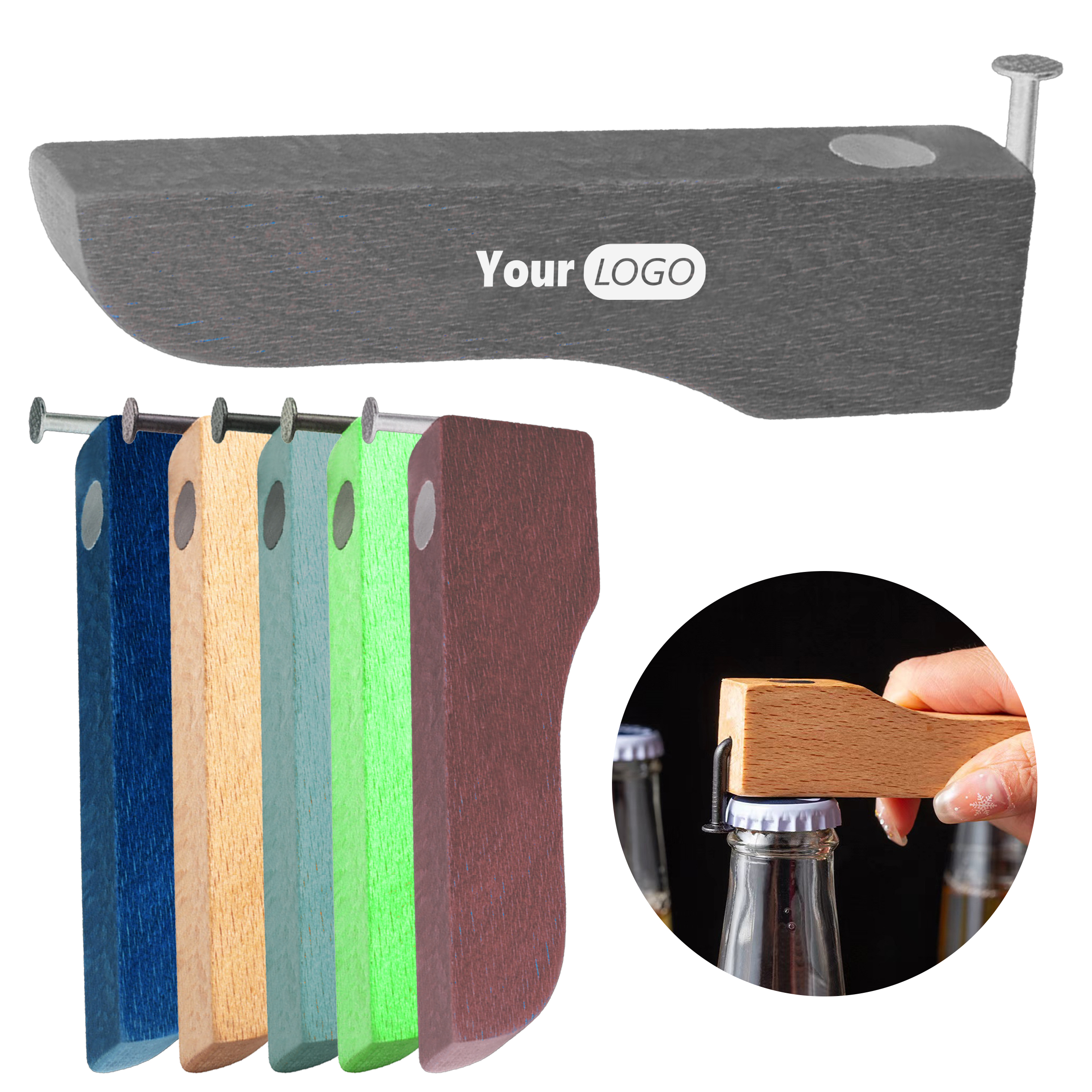 Wood Customizable Nail Bottle Opener 2