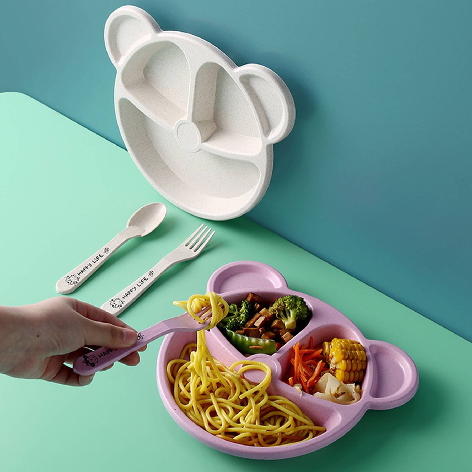 Plastic children's compartment dinner plate 5