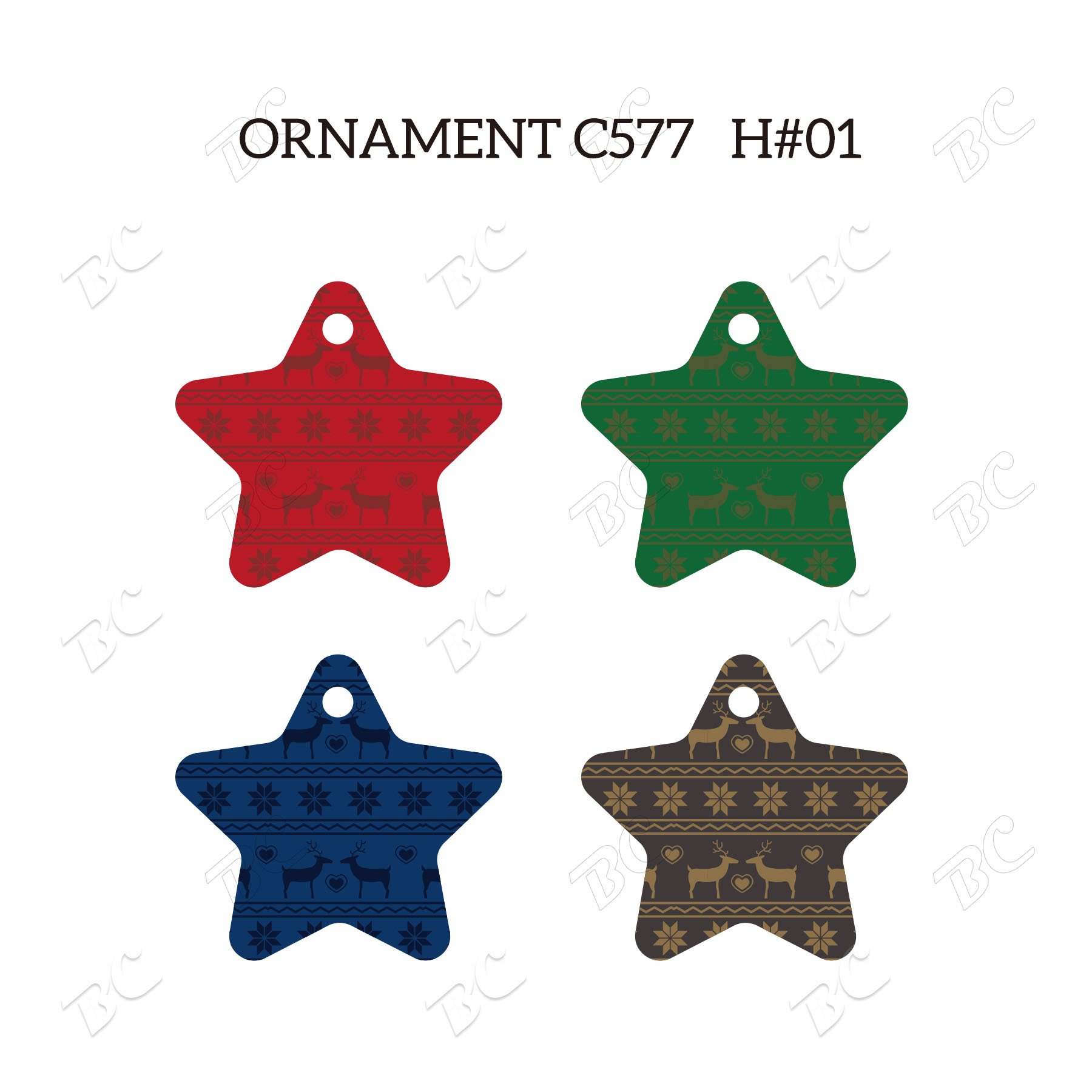 Free Shipping Full Color Christmas Ornament - Star 9