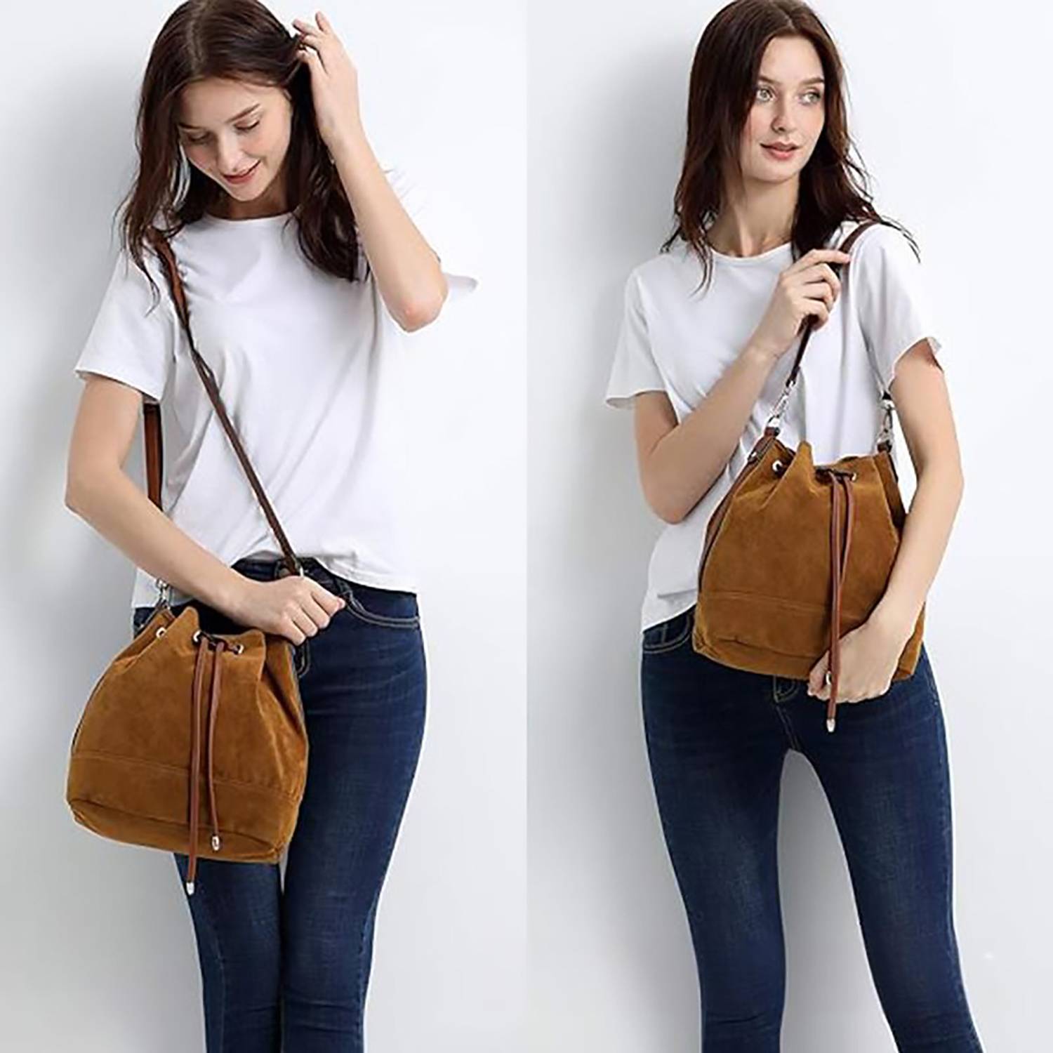 New-style Suede Bucket Bag w/ Large Capacity 7