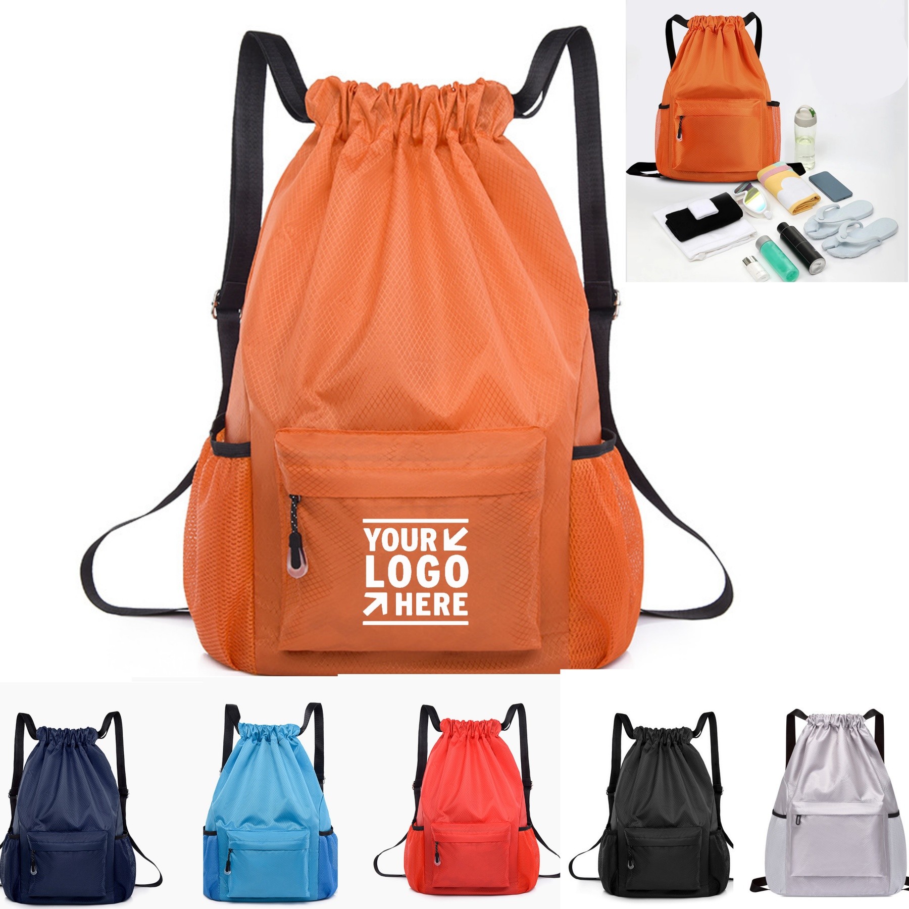 Wet And Dry Drawstring Backpack with Shoe Separation Layer 1