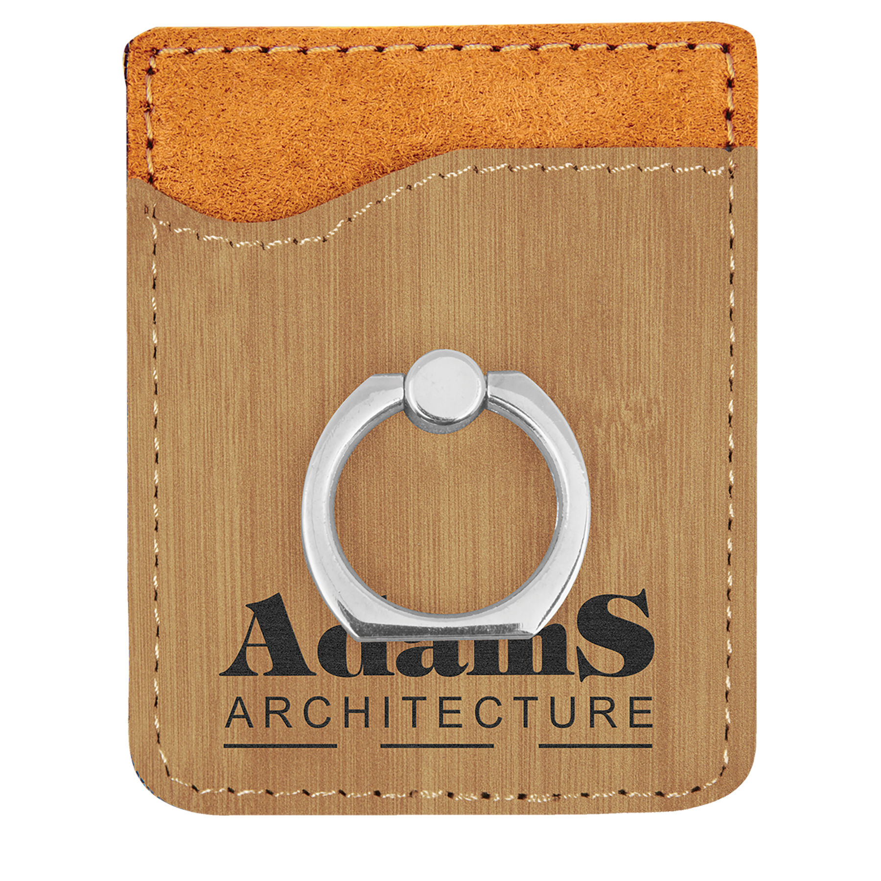 Bamboo Leatherette Phone Wallet with Silver Ring 2