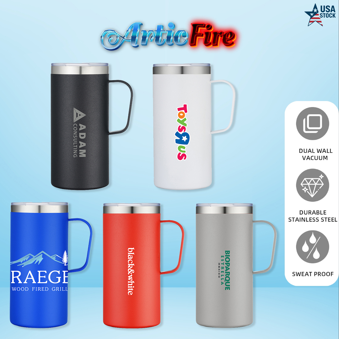 ArticFire 20oz Tall Vacuum Insulated Travel / Camping Mug With Handle 3