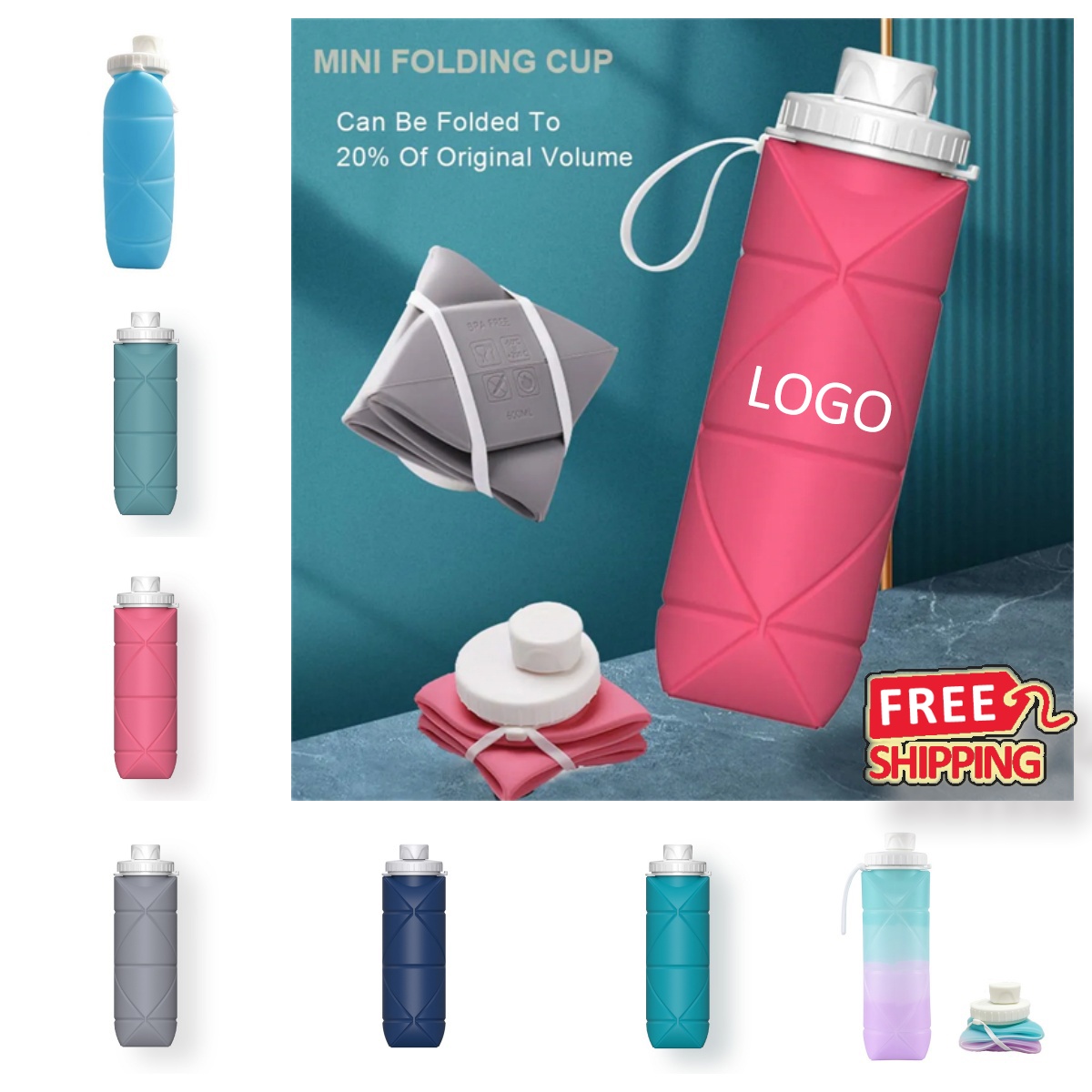 20 oz Silicone Folding Water Bottle 3