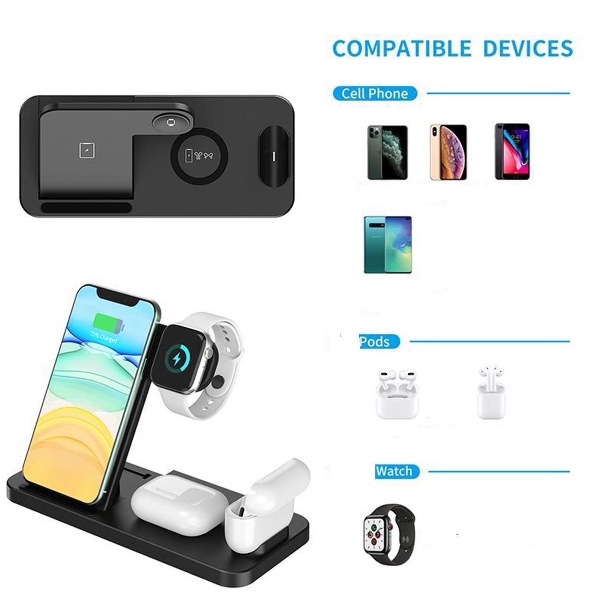 3 In 1 Custom Logo Foldable Wireless Charger 6