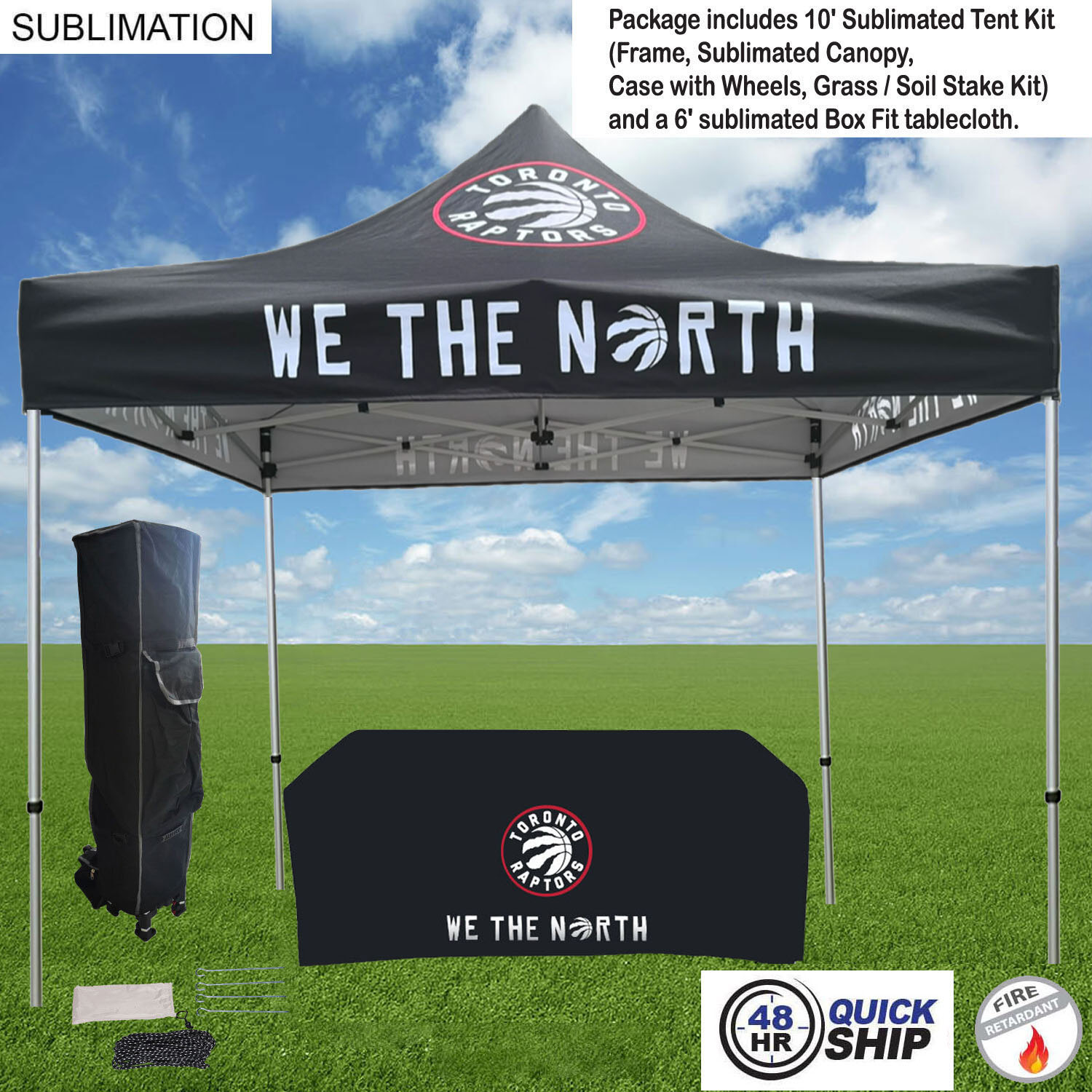 48Hr Quick Ship -Event Package, 10' Premium sublimated Tent Kit and 6' Sublimated Box Fit Tablecloth 2