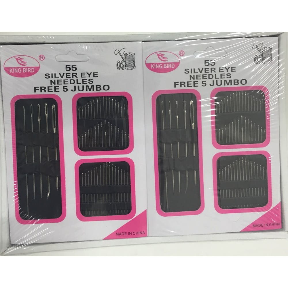 Hand Sewing Eye Needles - Silver 60 Pack 2