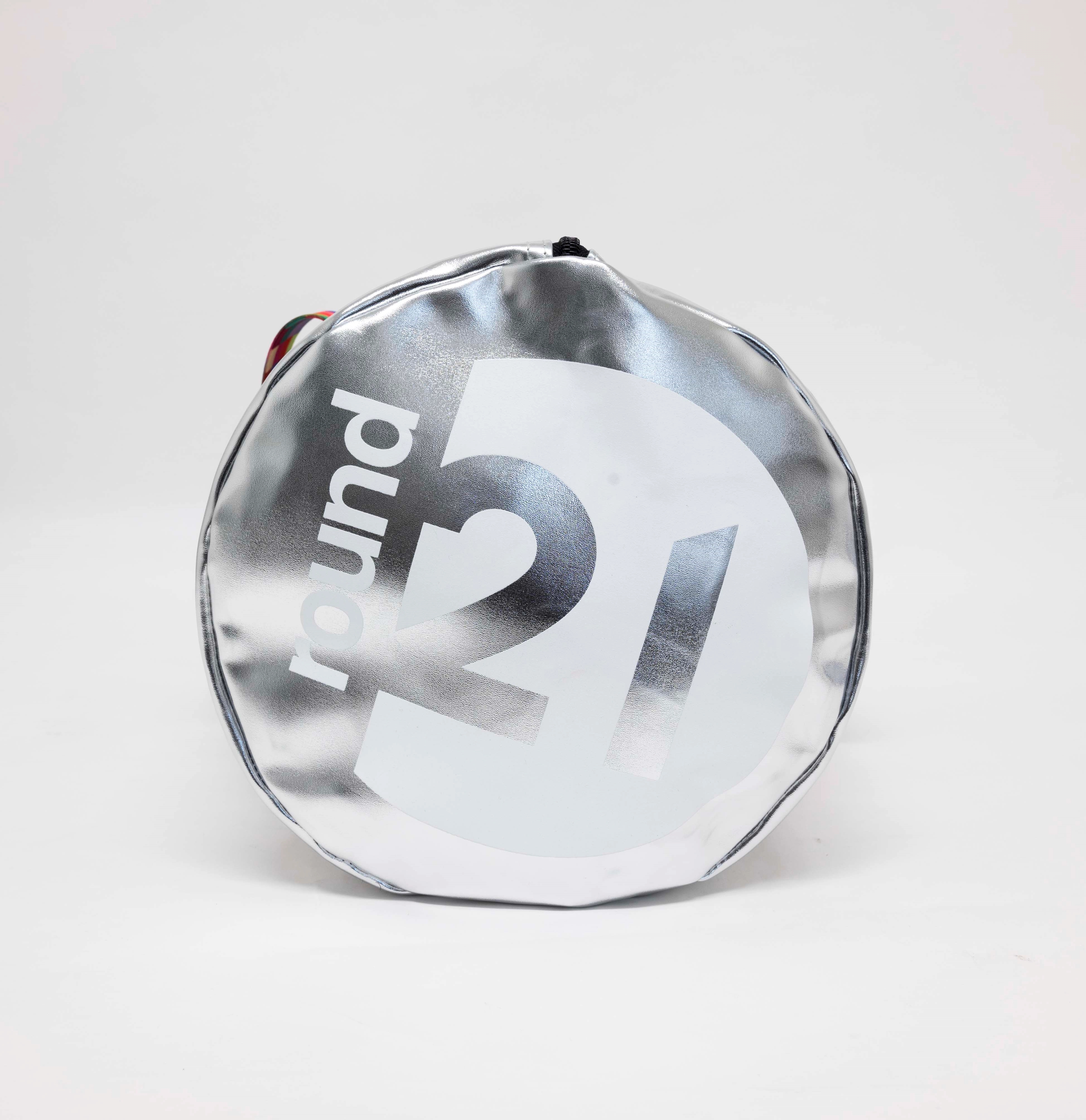 Custom Round Metallic Silver Duffle Bag 4