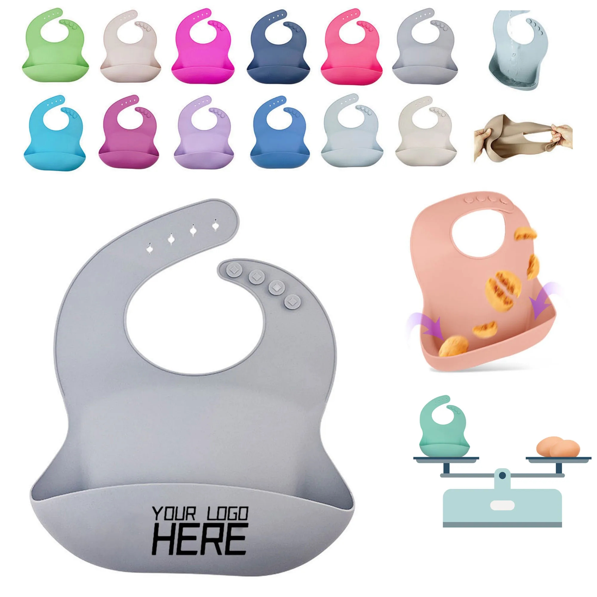 Unisex Waterproof Silicone Baby Bibs 15