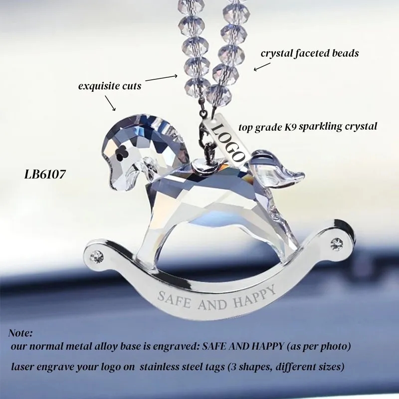 Horse Crystal Hanging Suncatcher Beaded Car Charm Pendant 3