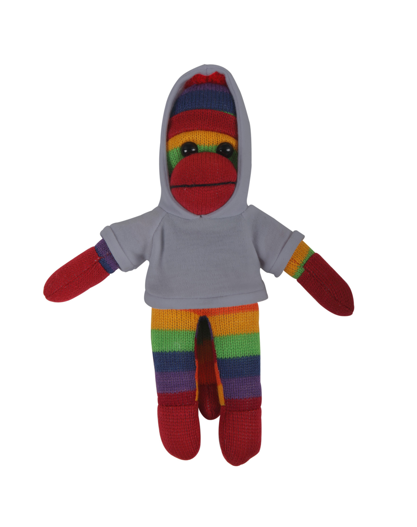soft plush Rainbow Sock Monkey with hoodie 5