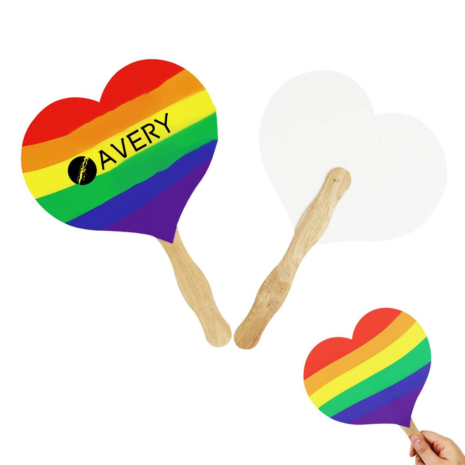 Rainbow Heart Paper Fan 2