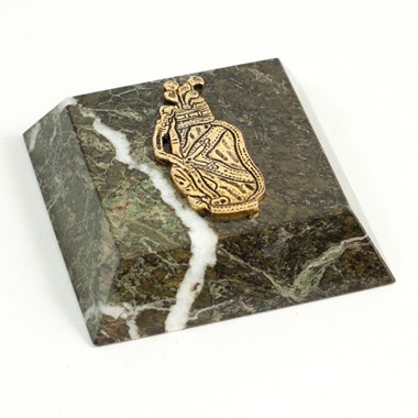 Green Solid Marble Paperweight with Brass Golf Symbol