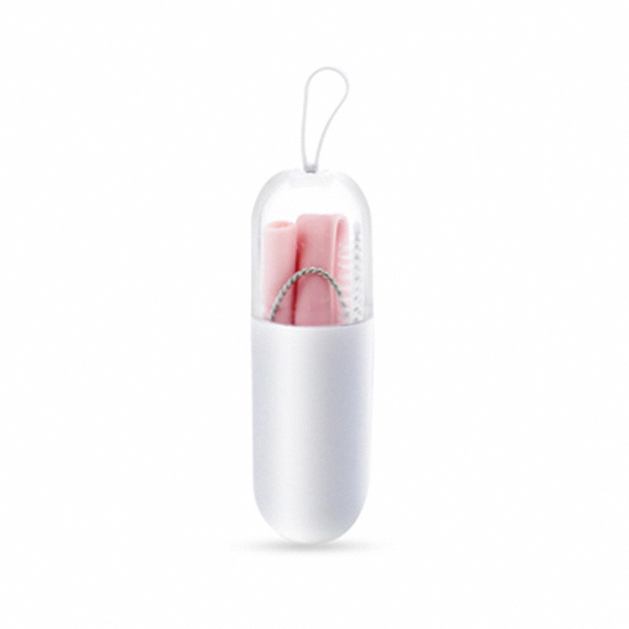 Reusable Collapsible Silicone Straw Set with Cleaning Brush and Travel Cap 5