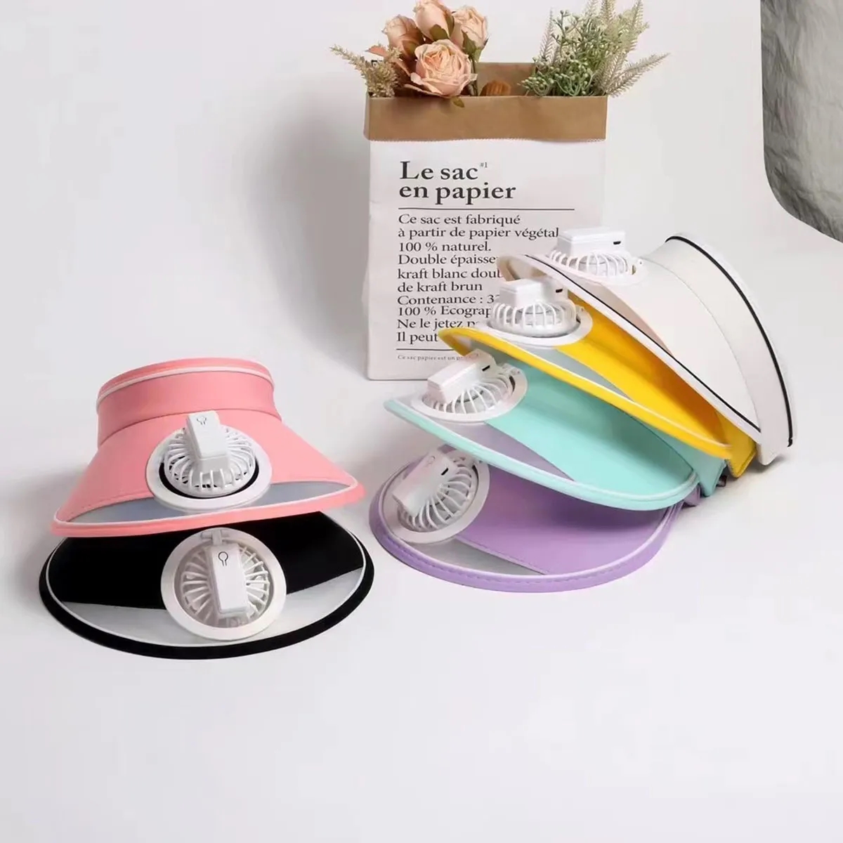 Sun Visor Hat with Fan Adjustable Head Circumference Cap 5