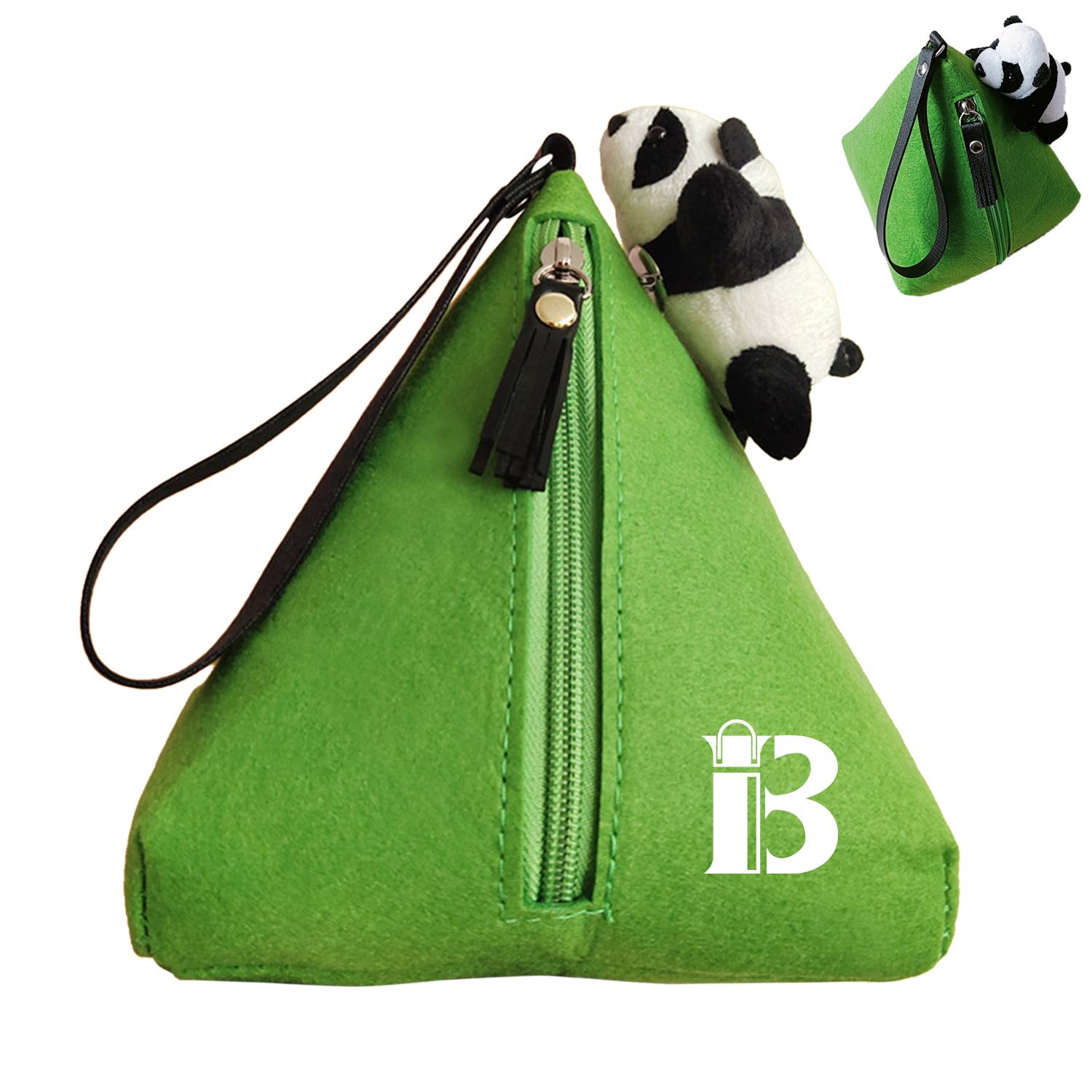 Felt panda coin purse wallet with hanging rope 10