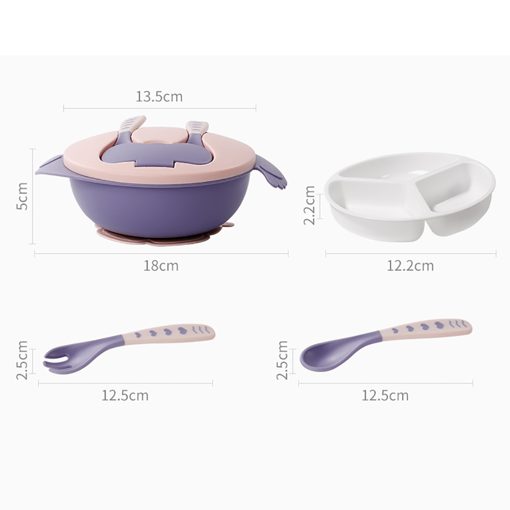 Double Layer Suction Bowl For Baby With Spoon And Fork 2
