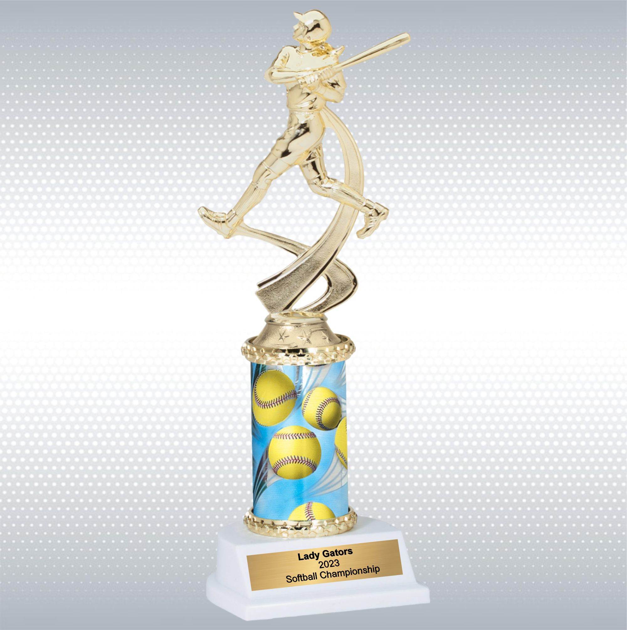 Assembled Female Softball Trophy w/ White Base 2