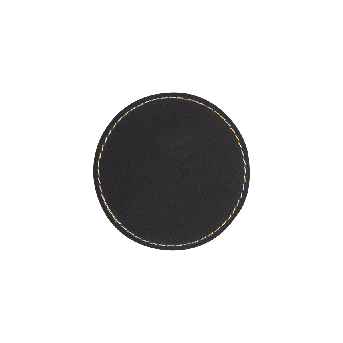 3" Black/Gold Leatherette Round Patch with Adhesive 1
