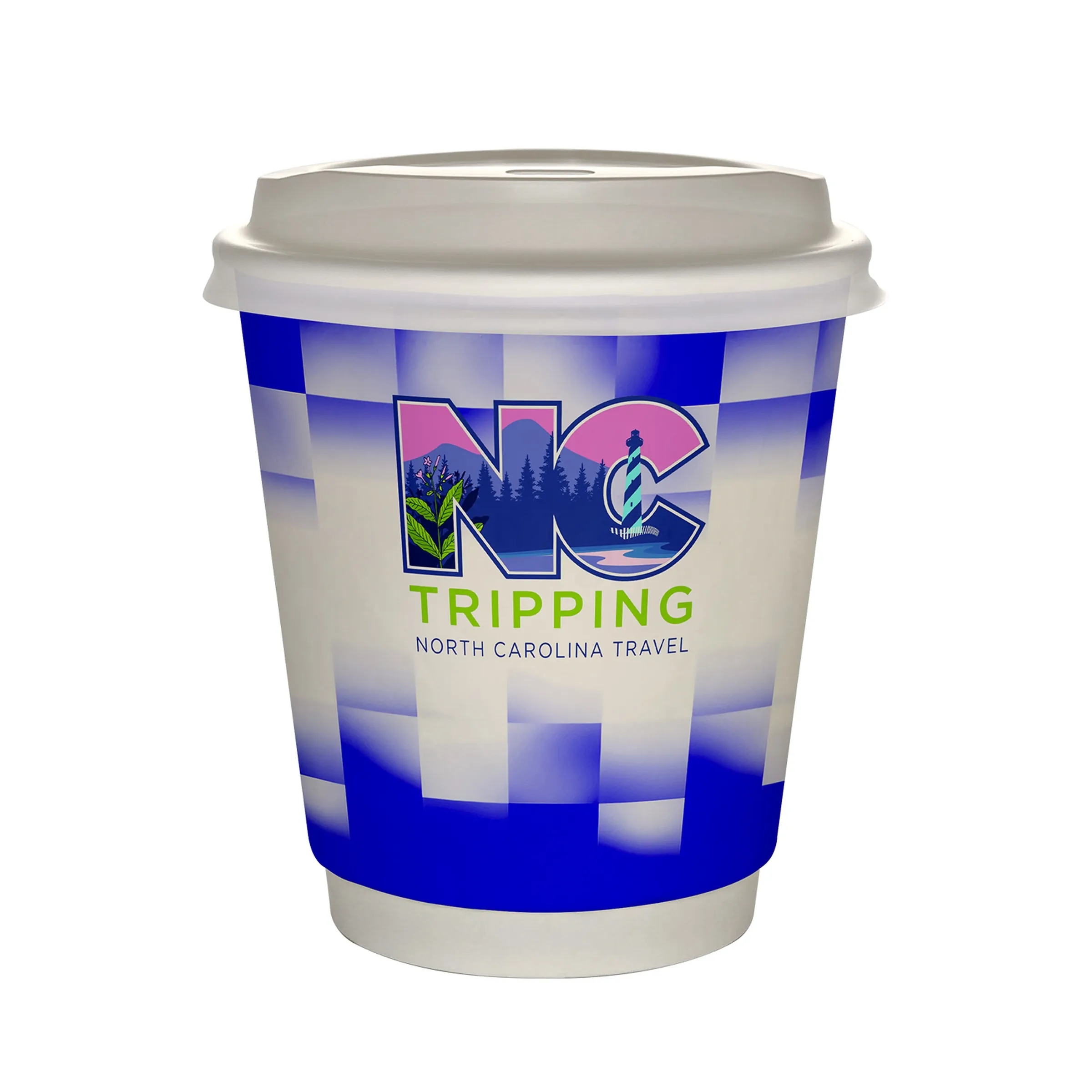 10 oz Full Color Shaded Checkers Insulated Paper Cup With Li 8