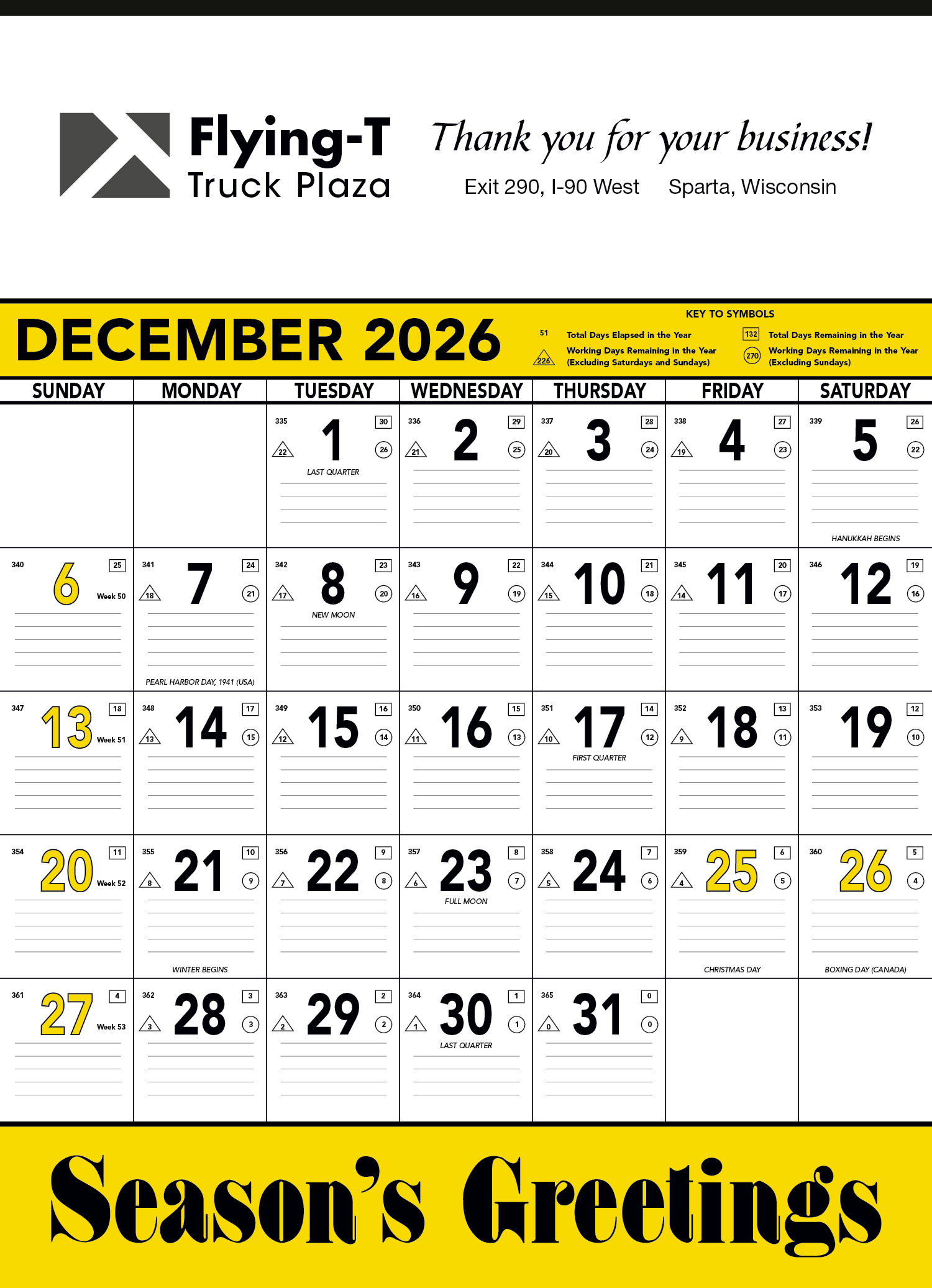 Triumph® Calendars Yellow & Black Contractor Memo Calendar 17
