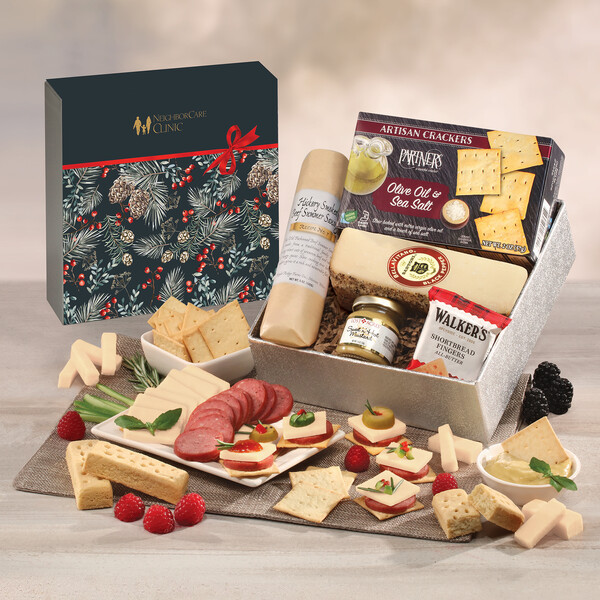 Snack Lover's Gift Box with Pine Boughs & Berries Sleeve 3